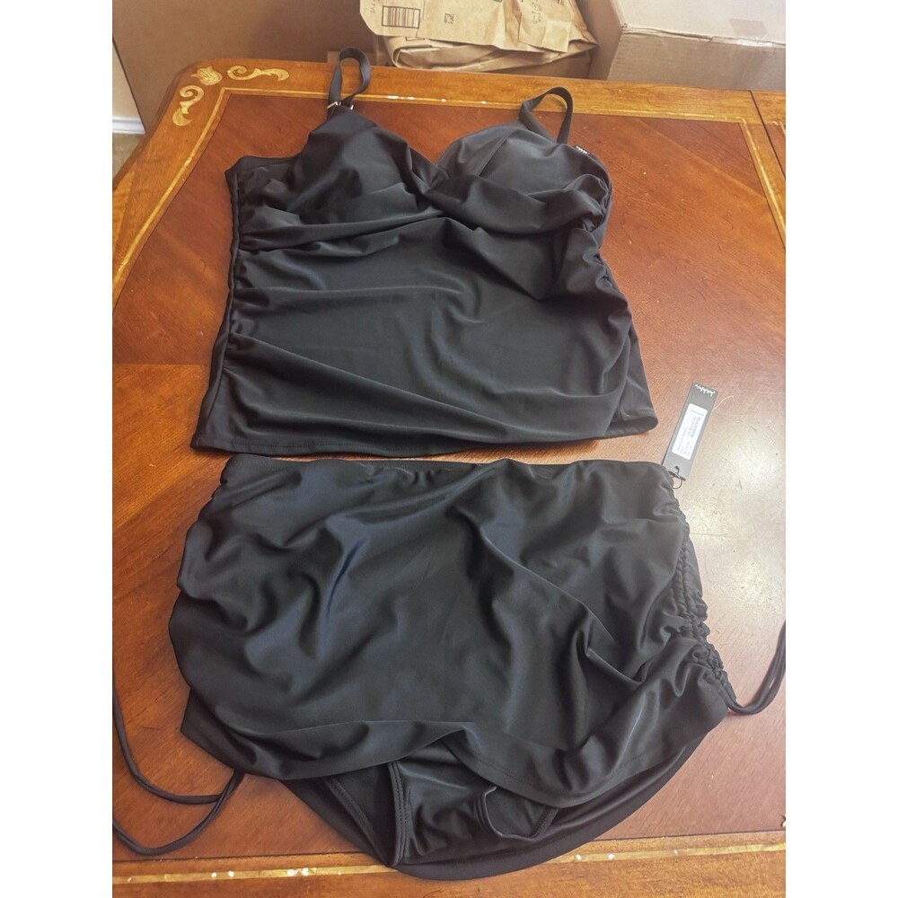 Nicole Miller Black Two-Piece Tankini One Piece Swimsuit Set